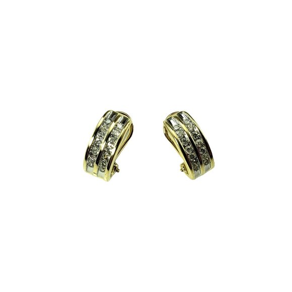 Vintage 14 Karat Yellow Gold and Diamond Earrings #15496 - Picture 2 of 9